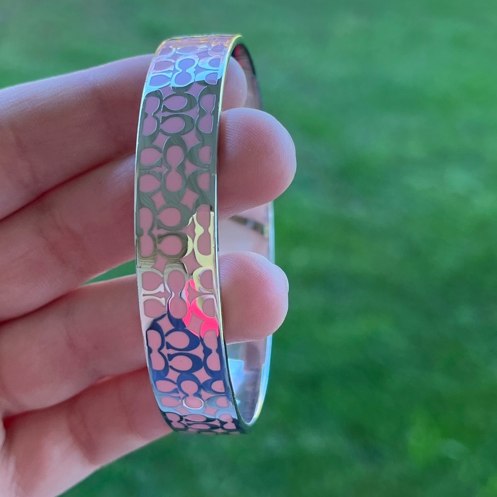 Vintage 90s pink coach bangle bracelet Y2K silver - Picture 8 of 8